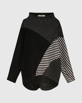 Urban Mixed Panel Funnel Neck Top, Mix
