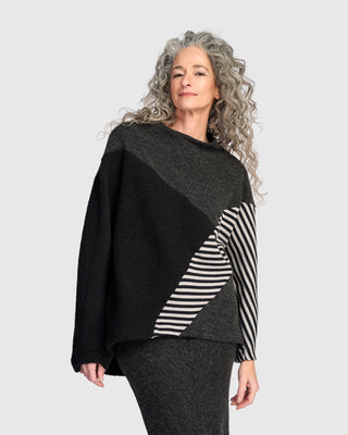 Urban Mixed Panel Funnel Neck Top, Mix
