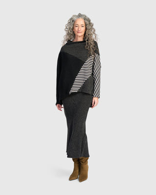 Urban Mixed Panel Funnel Neck Top, Mix