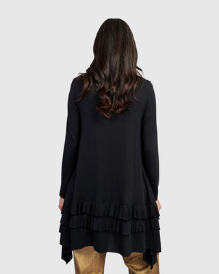 Alembika UT641B Urban Mock Neck Ruffle Tunic, Black - Statement Boutique