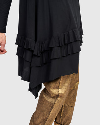 Alembika UT641B Urban Mock Neck Ruffle Tunic, Black - Statement Boutique