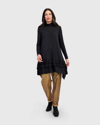 Alembika UT641B Urban Mock Neck Ruffle Tunic, Black - Statement Boutique