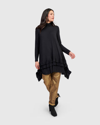 Alembika UT641B Urban Mock Neck Ruffle Tunic, Black - Statement Boutique