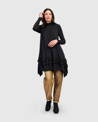 Alembika UT641B Urban Mock Neck Ruffle Tunic, Black - Statement Boutique