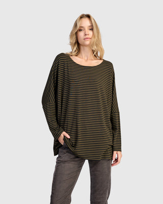 Alembika UT621K Urban Oversized Drop Sleeve Top, Khaki - Statement Boutique