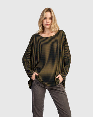 Alembika UT621K Urban Oversized Drop Sleeve Top, Khaki - Statement Boutique