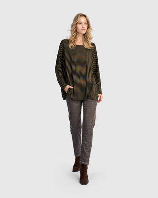 Alembika UT621K Urban Oversized Drop Sleeve Top, Khaki - Statement Boutique