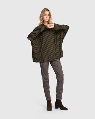 Alembika UT621K Urban Oversized Drop Sleeve Top, Khaki - Statement Boutique