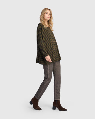 Alembika UT621K Urban Oversized Drop Sleeve Top, Khaki - Statement Boutique