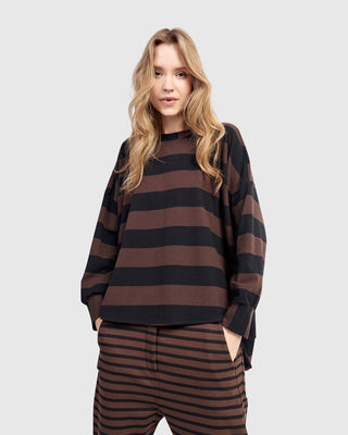Alembika UT616B Urban Oversized Step Hem Top, Brown - Statement Boutique