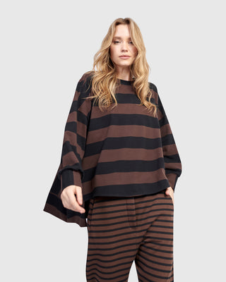 Alembika UT616B Urban Oversized Step Hem Top, Brown - Statement Boutique