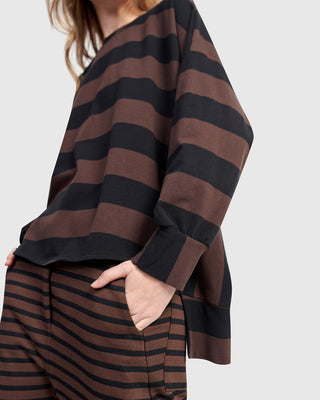 Alembika UT616B Urban Oversized Step Hem Top, Brown - Statement Boutique