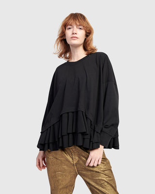 Alembika Urban Peplum Inset Top, Black - Statement Boutique