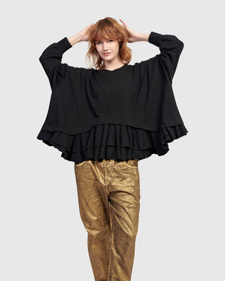 Alembika Urban Peplum Inset Top, Black - Statement Boutique
