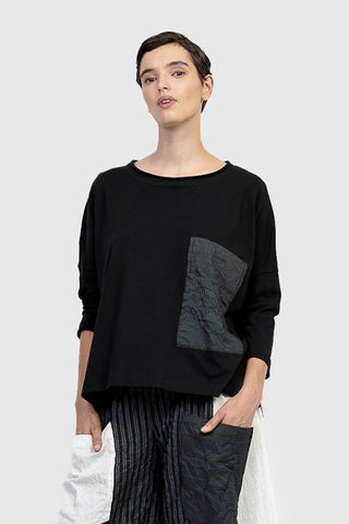 Urban Pocket Accent Knit Top, Black