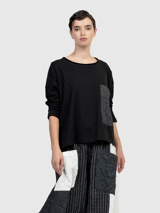 Urban Pocket Accent Knit Top, Black