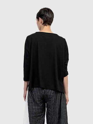 Urban Pocket Accent Knit Top, Black