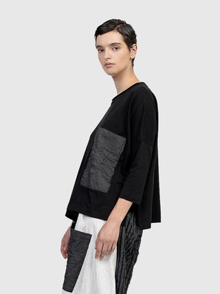 Urban Pocket Accent Knit Top, Black