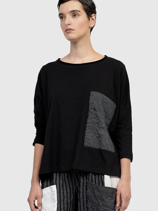 Urban Pocket Accent Knit Top, Black