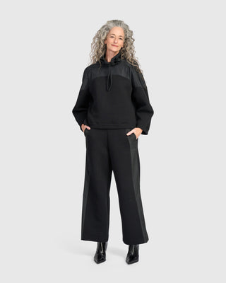 Urban Quilted Cinch Neck Top, Black