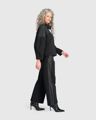 Urban Quilted Cinch Neck Top, Black