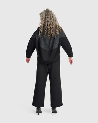 Urban Quilted Cinch Neck Top, Black