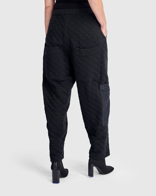 Alembika UP671B  Urban Quilted Taffeta Panel Cargo Pant, Black - Statement Boutique