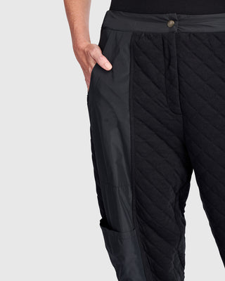 Alembika UP671B  Urban Quilted Taffeta Panel Cargo Pant, Black - Statement Boutique