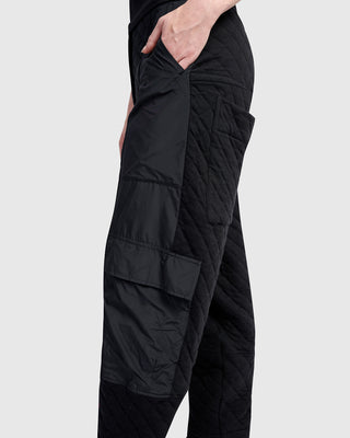 Alembika UP671B  Urban Quilted Taffeta Panel Cargo Pant, Black - Statement Boutique