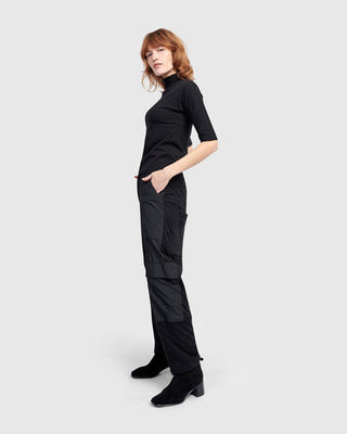 Alembika UP671B  Urban Quilted Taffeta Panel Cargo Pant, Black - Statement Boutique