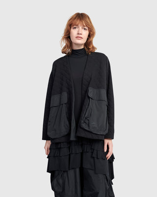 Alembika UJ648B Urban Quilted Taffeta Pocket Jacket, Black - Statement Boutique