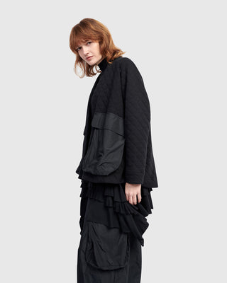Alembika UJ648B Urban Quilted Taffeta Pocket Jacket, Black - Statement Boutique