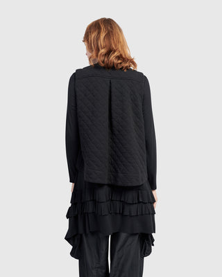 Alembika UJ649B Urban Quilted Taffeta Pocket Vest, Black - Statement Boutique