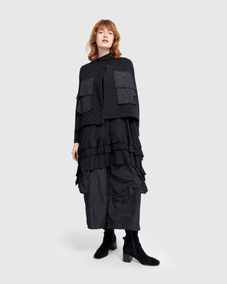Alembika UJ649B Urban Quilted Taffeta Pocket Vest, Black - Statement Boutique