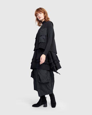 Alembika UJ649B Urban Quilted Taffeta Pocket Vest, Black - Statement Boutique
