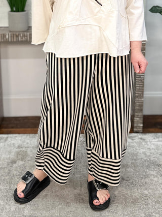 Alembika Urban Striped Lantern Pant, Black - Statement Boutique