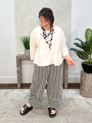 Alembika Urban Striped Lantern Pant, Black - Statement Boutique