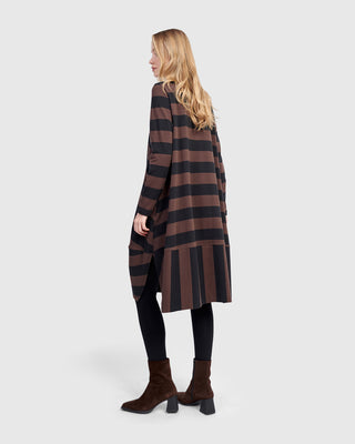 Alembika UD668B Urban Striped Side Vent Dress, Brown - Statement Boutique