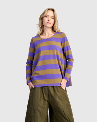 Alembika UT617P Urban Striped Side Vent Top, Purple - Statement Boutique