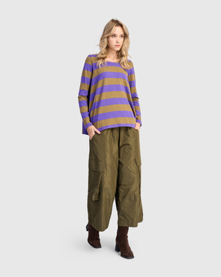 Alembika UT617P Urban Striped Side Vent Top, Purple - Statement Boutique