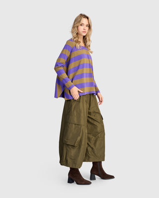 Alembika UT617P Urban Striped Side Vent Top, Purple - Statement Boutique