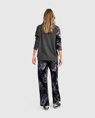 Velvet Accent Brushed Top, Grey