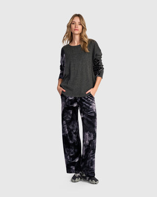 Velvet Accent Brushed Top, Grey