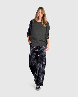 Velvet Accent Brushed Top, Grey