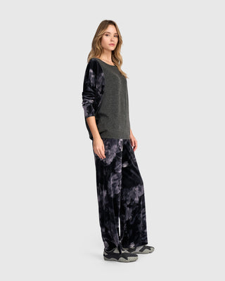 Velvet Accent Brushed Top, Grey