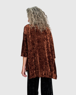 Velvet Funnel Neck Trapeze Top, Maple