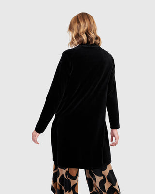 Alembika AT703B Velvet Hi Lo Mock Neck Top, Black - Statement Boutique