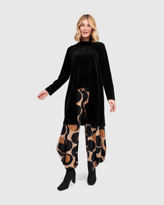Alembika AT703B Velvet Hi Lo Mock Neck Top, Black - Statement Boutique