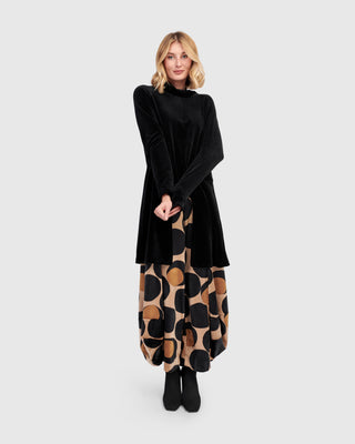 Alembika AT703B Velvet Hi Lo Mock Neck Top, Black - Statement Boutique