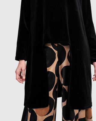 Alembika AT703B Velvet Hi Lo Mock Neck Top, Black - Statement Boutique